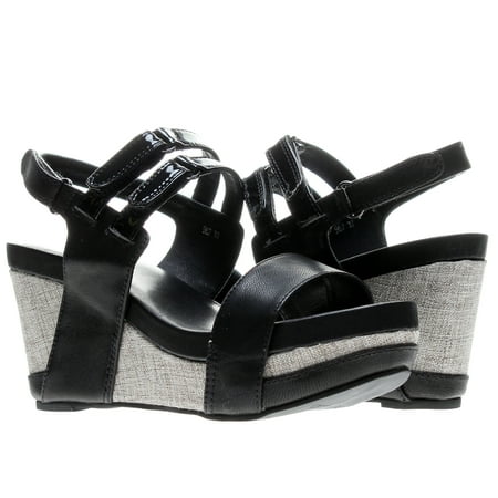 Slingback Cork Wedges - Antelope 967 Slingback Black Women's Wedge Sandals 967-BLACK