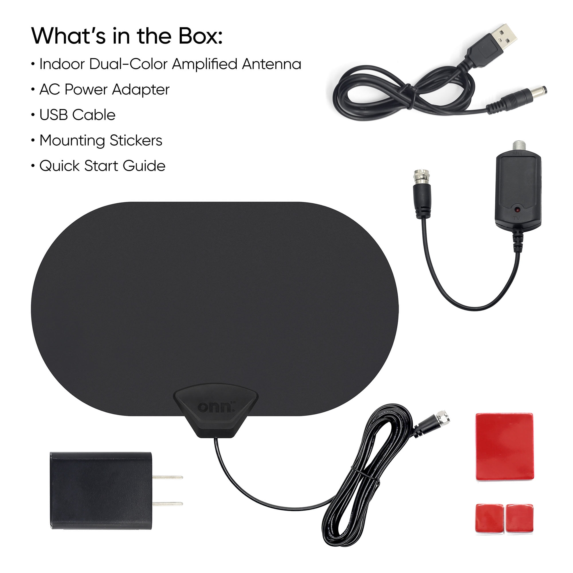 onn Outdoor TV Antenna with Mounting Pole, 85-Mile Range (Reception Varies by Location), Supports HDTV & 4K UHD