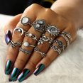 thumbnail image 2 of KmaiSchai Adjustable Rings Women Multipack 14Pcs/Set Above Blue Stack Rings Bohemian Rings Women Set Vintage Silver Rings Alt Rings Pack Plus Size Rings For Women Size 10 Expandable Rings For Women, 2 of 9