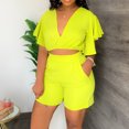 thumbnail image 4 of Womens Summer Sets Beach Outfits Clothing Set Female V-Neck Short Sleeve Sets Pant Tracksuits Pants Style S_287 s, 4 of 8