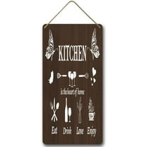 6x12 IN The Kitchen is The Heart of The Home,Rustic Wall Art Kitchen Sign,Hangable Wooden for Home Decor,Farmhouse Vintage Coffee Cooking Sign