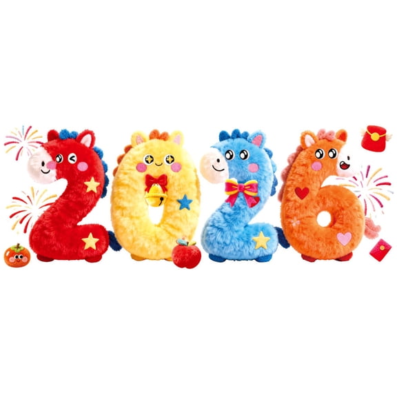 Chanana Chinese New Year Window Clings Stickers 2026, Year of The Horse Static Stickers, Large No-Glue Lunar New Year Window Decorations with 3D Plush Effect for Home & Storefront