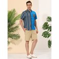 thumbnail image 4 of Lars Amadeus Men's Shirts Short Sleeve Summer Cotton Patchwork Button Down Shirts XL Sky Blue, 4 of 6