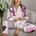 thumbnail image 6 of Daiia Eiffel Tower and Butterflies for Women's Long-Sleeved Pajama Set – Soft & Comfortable Sleepwear Button-Up Pajamas Cozy Lounge Wear-Medium, 6 of 7