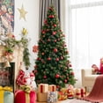 thumbnail image 3 of Costway Arbre à Charnières de Noël de 7 Pieds avec Pommes de Pin Baies Rouges et Ornements, 3 of 10