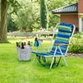 thumbnail image 6 of 2 Pack Portable Folding Backpack Beach Chair,Camping Chair with Headrest Cup Holder and Wooden Armrests, Blue & Green Stripes, 6 of 7