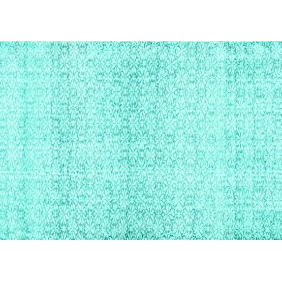 Ahgly Company Machine Washable Indoor Rectangle Persian Turquoise Blue Traditional Area Rugs, 8' x 12'