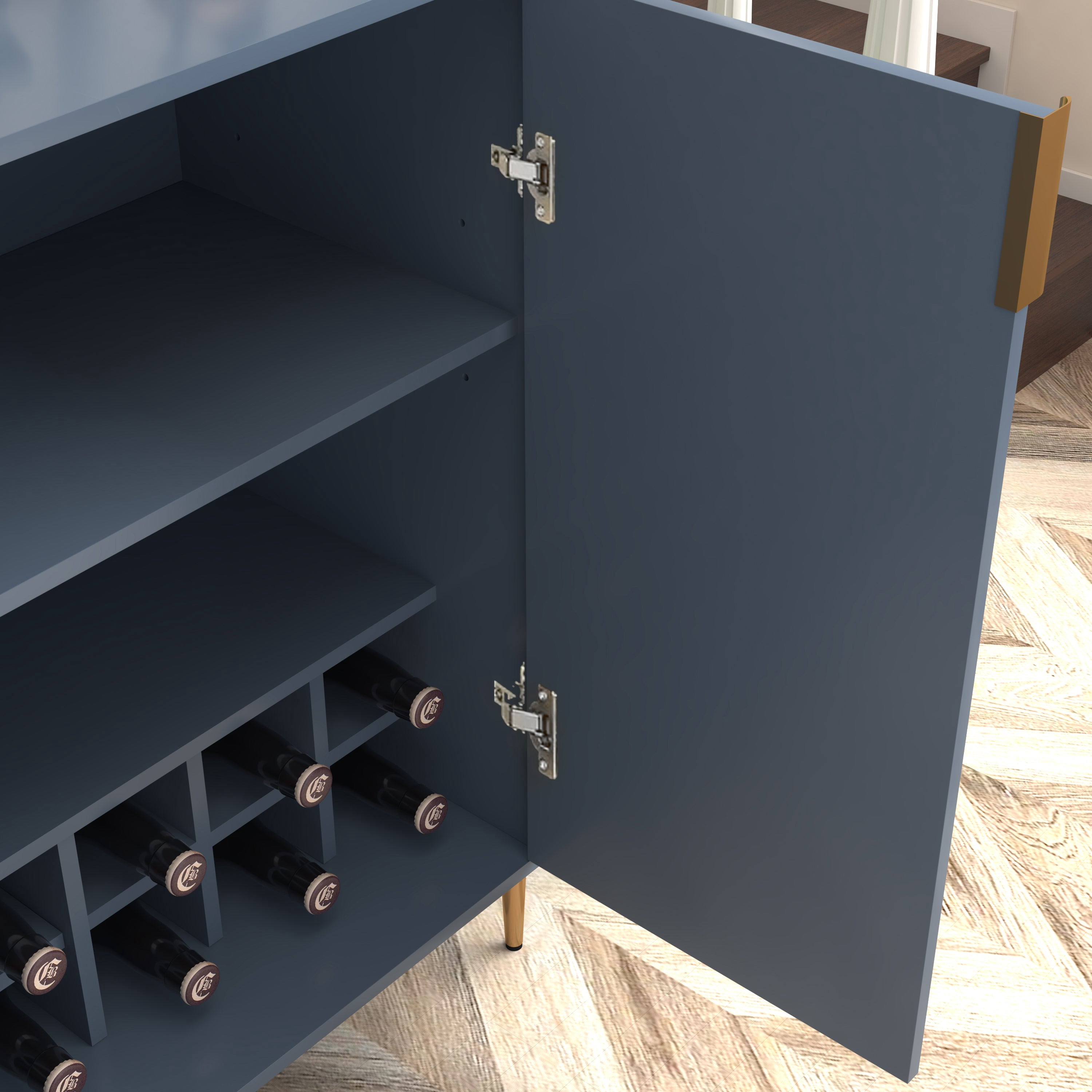 Sailvan Home Wine Bar Cabinet with Wine Rack & Adjustable Shelf