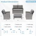 thumbnail image 4 of ECOPATIO Outdoor Patio Furniture Set, Outdoor Sectional Sofa, Outdoor Furniture Set Patio Couch Set Porch Balcony Furniture, 4 Piece Patio Conversation Set for Outside Furniture (Grey), 4 of 7