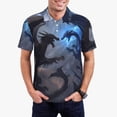 thumbnail image 1 of Fotbe Black And Blue Lightning Dragon Camiseta Polo de Golf para Hombre con Estampado – Camisa Deportiva Transpirable con Cuello Abotonado-Small, 1 of 6