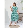 thumbnail image 4 of AURA Plus Size High Waist V Neck Printed Maxi Dress Elegant Spring Summer Style, 4 of 6