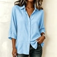 thumbnail image 5 of Dagugfen Button down Shirts for Women 3/4 Sleeve Collared Neck Breathable Lightweight Daily Wear Casual Shirts, 5 of 8