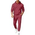 thumbnail image 3 of Men's Fall/Winter Hooded Sports Set, for Casual Training and Cold Weather Activities,Vermilion,2XL, 3 of 9