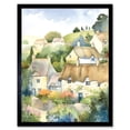 thumbnail image 1 of Thatched Roof Cottage House Village in Soft Pastel Colours Modern Watercolour Painting Art Print Framed Poster Wall Decor 12x16 inch, 1 of 5