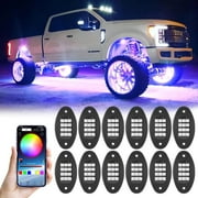 12 Pod RGB LED Rock Light Underbody Trail Rig Glow Lamp Offroad SUV Pickup Truck