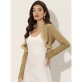 thumbnail image 2 of Cárdigan Con Cuello De Volantes Elegante Para Mujer, Top De Encogimiento De Hombros De Punto Con Frente Abierto Caqui XL, 2 of 5
