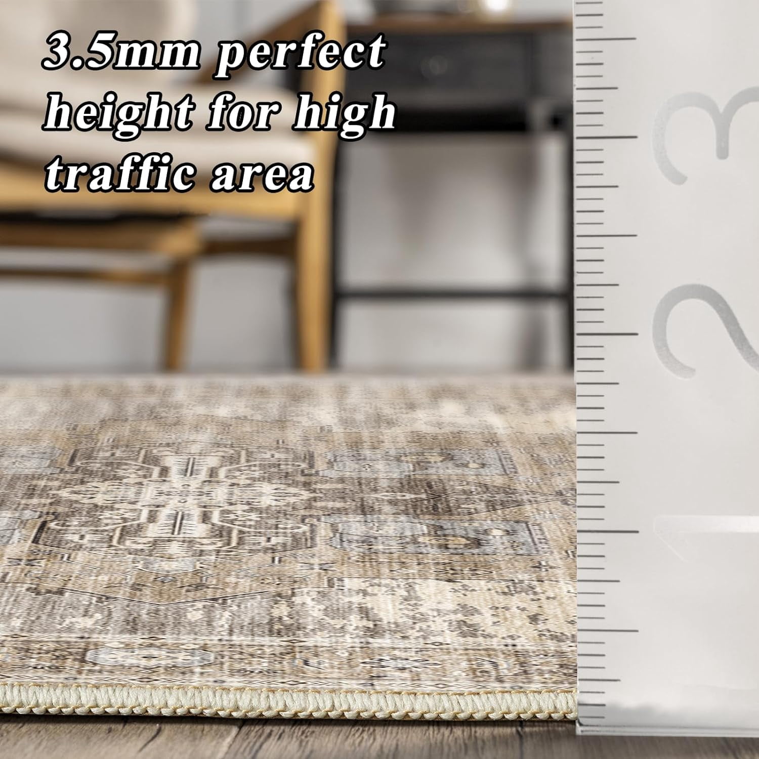 RUUGME Washable 3X14 Runner Rugs - Large Boho Rugs for Living Room Stain Resistant Carpet Vintage Tribal Rugs for Bedroom Kitchen Bathroom Non Slip Backing Home Decor Floor Decoration Mat 3X14 Beige