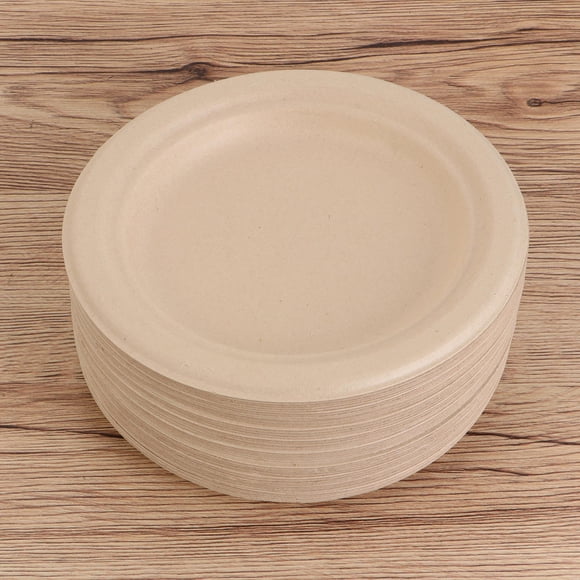 unbranded 100Ud Platos Desechables De Papel Beige Para Servir Postres Y En Bodas