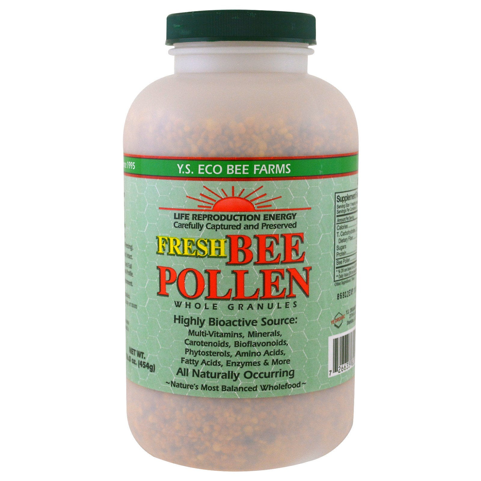 Y.S. Eco Bee Farms Fresh Bee Pollen Granules, Whole, 16.0 oz (454 g)