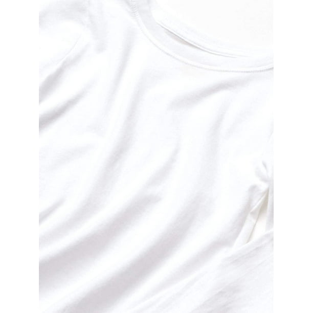 Hanes Girls Long-Sleeve Crewneck T-Shirt, XS, White 