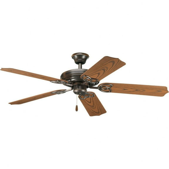 Progress Lighting Air Pro 5-Light Ceiling Fan, Antique Bronze, Silver Blades, Wet Rated, Canopy Included