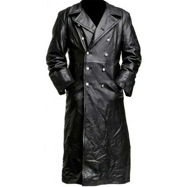 Leodye Veste en Cuir Ajustée de Moto à Manches Longues pour Homme, Style Long Décontracté Uni, Automne et Hiver, Noir 4(S)