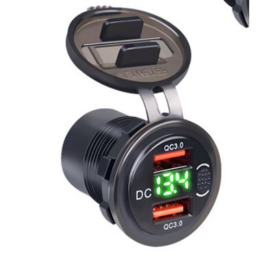 Carga Rápida QC 3.0 36W Impermeable Coche Dual USB Cargador Zócalo Con Interruptor Voltímetro Para 12V/24V Motocicleta ATV Barco Camión