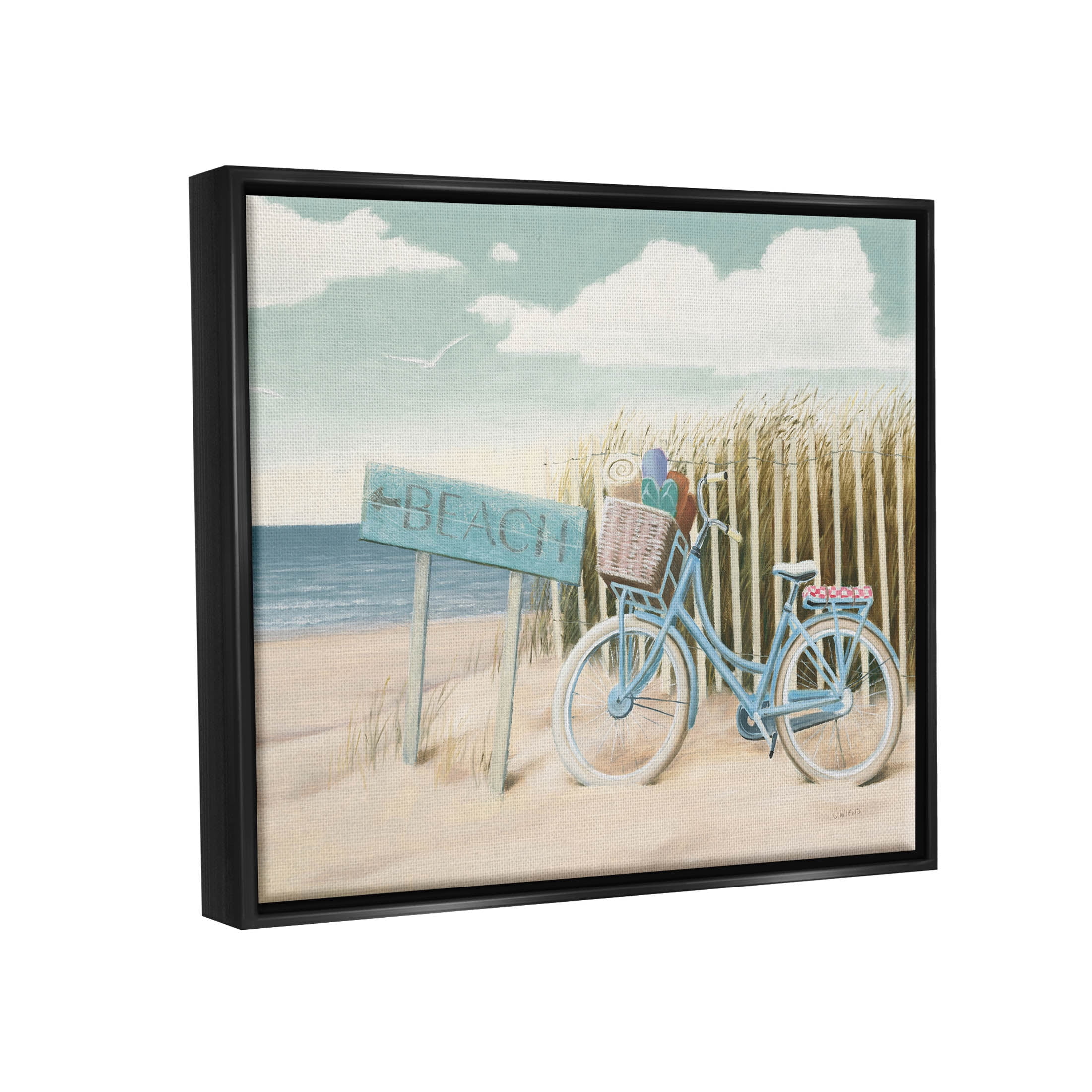 Stupell Industries Beach Cruiser Blue Bicycle Boast Graphic Art Jet Black Floating Framed Canvas Print Wall Art, Design by James Wiens