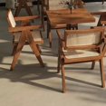 thumbnail image 3 of IVV Wooden Dining Arm Chairs Set of 2, Versatile Accent Chair with Rubber Wood Legs, Rattan Seat & Back, for Living Room Reading Nook, Easy Assembly, Brown, 3 of 9