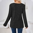 thumbnail image 4 of qelini Blouses for Women Dressy Casual Fall and Winter Loose Solid Color Crew-Neck Long Sleeve Button Side Cardigan Pullover Tops Fashion Arrivals Lightweight and Black M, 4 of 4
