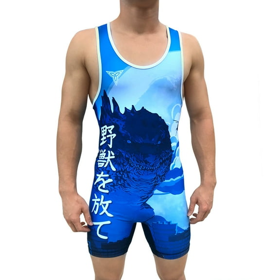 Godzilla Wrestling Singlet - Red and Blue option