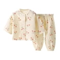 thumbnail image 3 of Cethrio Girls' Knitted Pajama Sets, Casual Crew Neck 3/4 Sleeve Breathable Kids' Sleepwear Bronze Size 5-6 T, 3 of 4