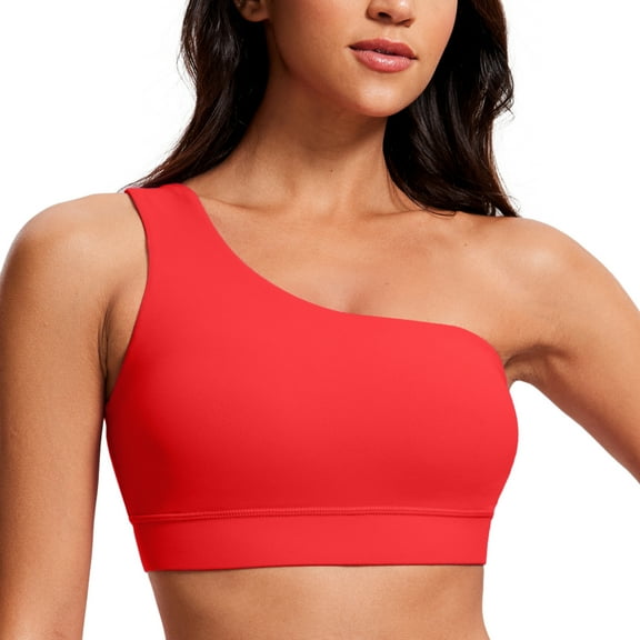 CRZ YOGA Butterluxe One Shoulder Sports Bras for Women One Strap Low Impact Workout Yoga Tops