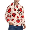 thumbnail image 2 of Honeii Red Ladybug Pattern Mens Hoodies Men's Loose Sleeve Sweatshirt,Pullover Hooded Sweatshirt for Men,Essentials Hoodie-X-Large, 2 of 7