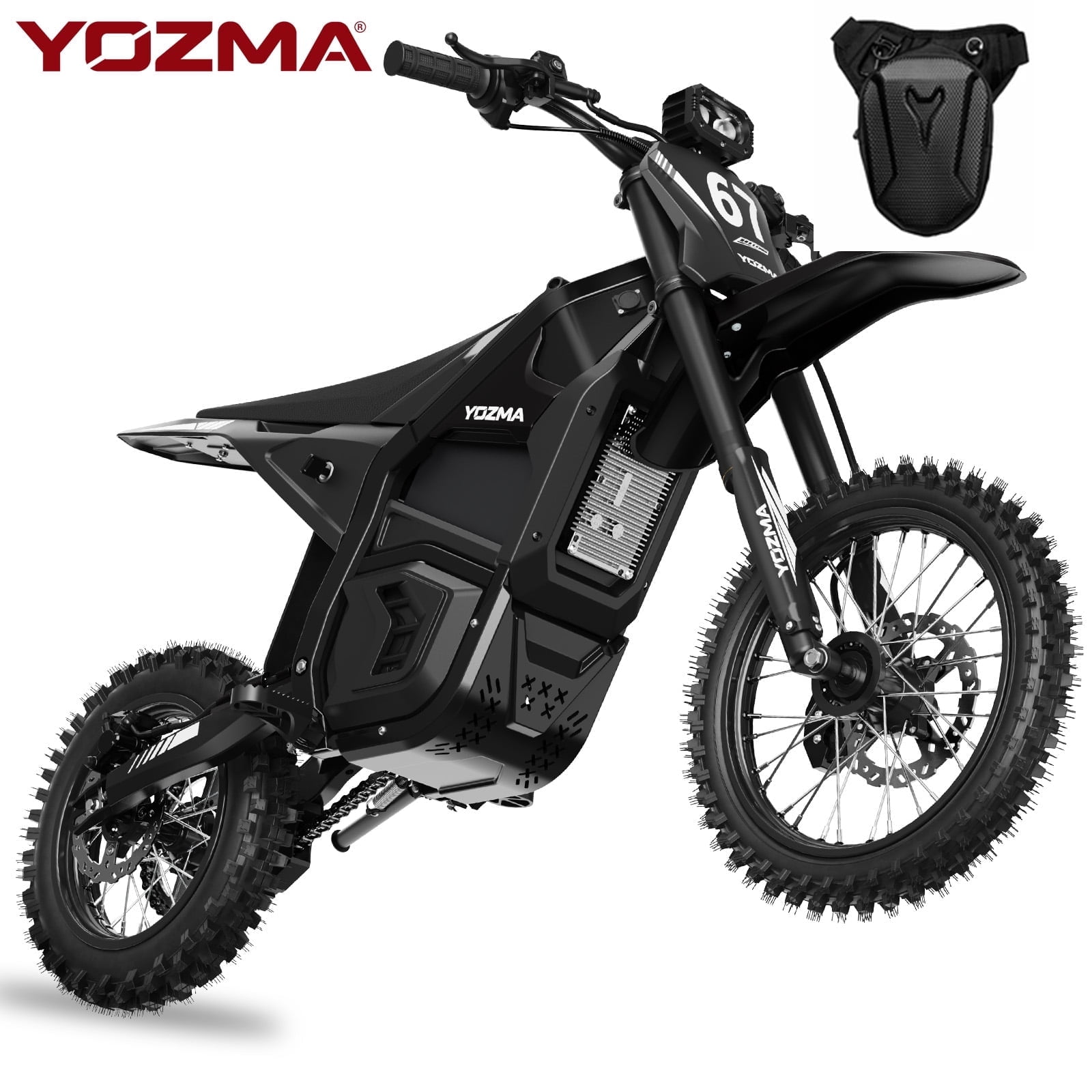Yozma IN10 2600W Electric Dirt Bike for Adults, 40 MPH Off-Road Electric Motorcycle with 48V 23.4Ah Battery, Full Hydraulic Brakes and Suspensions E Dirt Bike, Black