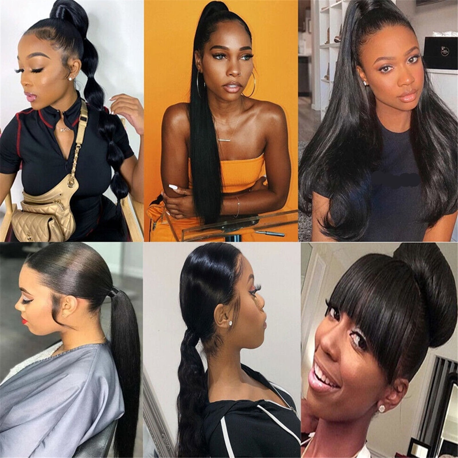 Straight Drawstring Ponytail Human Hair Extensions Pony Tails Soft Clip in Hair Extension for Women