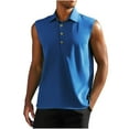 thumbnail image 3 of BADHUB Men's Lapel Collar Button Tank Tops Quick Dry Golf Solid Color Sleeveless Shirts Blue S, 3 of 5