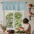thumbnail image 4 of Blue Linen Valances for Windows, Rod Pocket Kitchen Valance Curtains - Soft & Washable Small Window Treatment for Living Room, Bathroom, Farmhouse Pure Color 54x18inch, 1 Panel, 4 of 9
