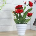 thumbnail image 3 of Artificial Bonsai Faux Plant Fake Plastic Plant with Pots for Home Office Window Table Decorations - Red (Chinese Rose), 3 of 9