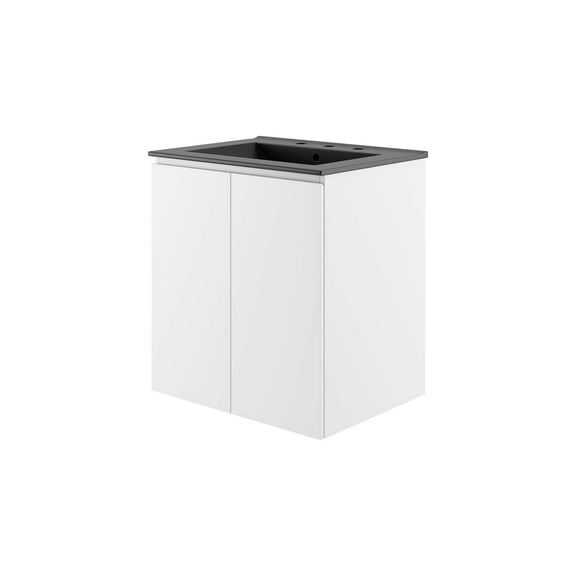 Sink Vanity Cabinet, Wall Mount, Black White, Ceramic, Melamine, Modern Contemporary, Hotel Bedroom Bathroom Master Suite Guest