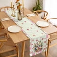 thumbnail image 3 of Table Runner 108 Inches Long for Kitchen Dining, Easter Dresser Scarf Farmhouse, Dining Table Decorations for Wedding/Parties, Spring Rabbit Colorful Eggs Flowers Leaves Plants 13 x 108 In, 3 of 8