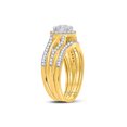 thumbnail image 3 of 10kt Yellow Gold Round Diamond Cluster Bridal Wedding Ring Band Set 1/2 Cttw, 3 of 4