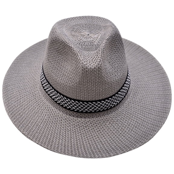 Sun Hat Classic Flat Wide Brim Straw hat Hat Sun Protection Hat for Women and Men Gray One Size