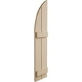 thumbnail image 3 of Ekena Millwork 11"W x 46"H (35" Low Side) Timberthane Rough Cedar Two Board Joined Board-n-Batten w/Quarter Round Arch Top Faux Wood Shutters (Per Pair), Primed Tan, 3 of 6
