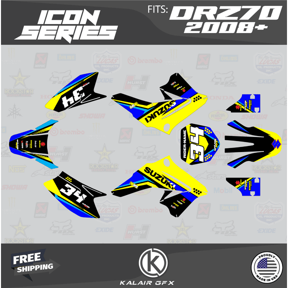 Kalair GFX Graphics Kit for Suzuki DRZ70 (2008-2019) Icon Series