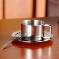 thumbnail image 3 of Stainless Steel Coffee Cup Set,, three piece set Insulated Coffee Cup Set Double Walled Mugs Milk Tea With Spoon Saucer for Coffee Latte Tea Milk, 3 of 5