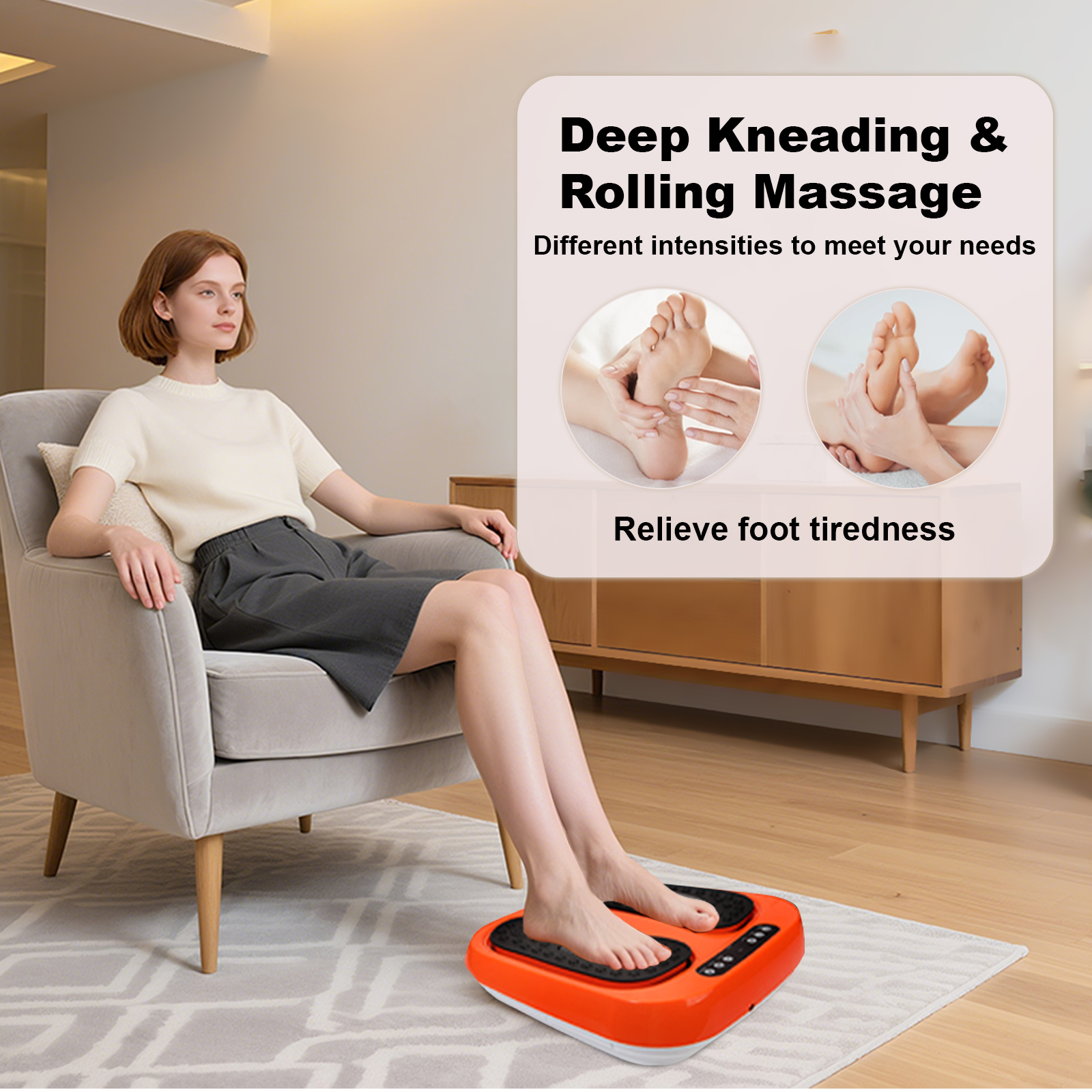 BEF Upgraded Electric Foot Massager Machine, 5 Auto Modes 20 Levels Speed, Remote Control, Deep Kneading Therapy by BEF, Orange