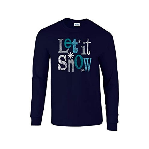 Let It Snow Adult Unisex Long Sleeve Shirt-Navy-4XL