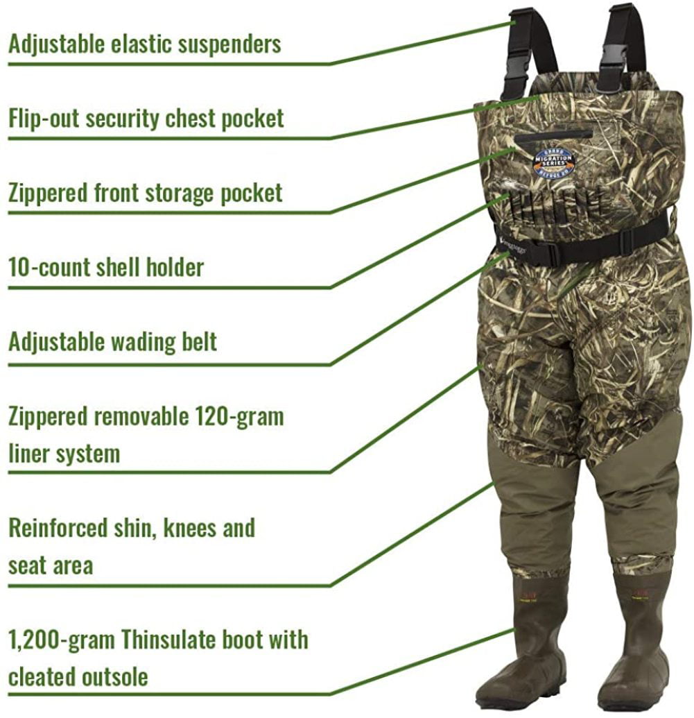 FROGG TOGGS Mens Grand Passage Breathable Bootfoot Chest Wader Cleated Outsole 