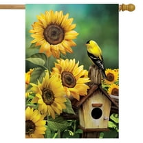 Goldfinch and Sunflowers Summer House Flag Birdhouse Floral 28" x 40"